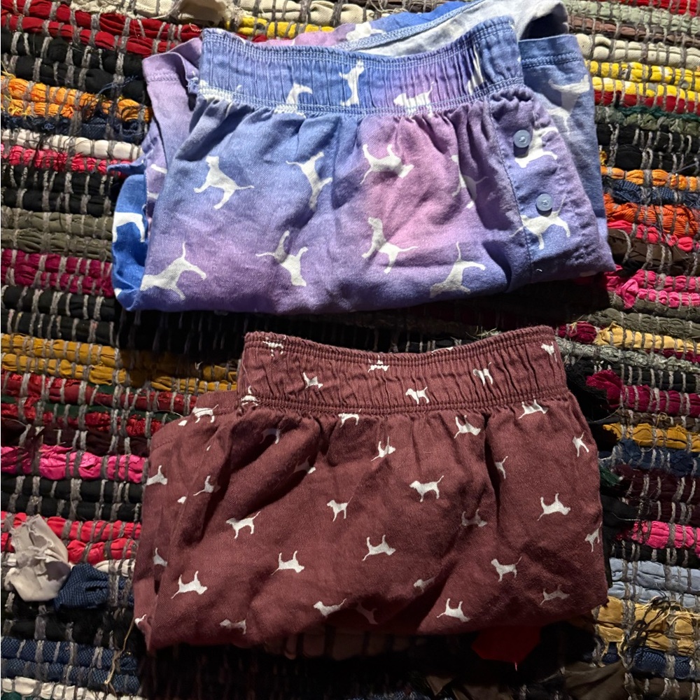 PINK Victoria's Secret Burgundy Dog Print Pajama Pants